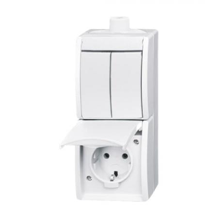 Busch-Jaeger Presa Combinata Con Interruttore A Bilanciere, Modello 2601/6/20EW-53, Colore Bianco