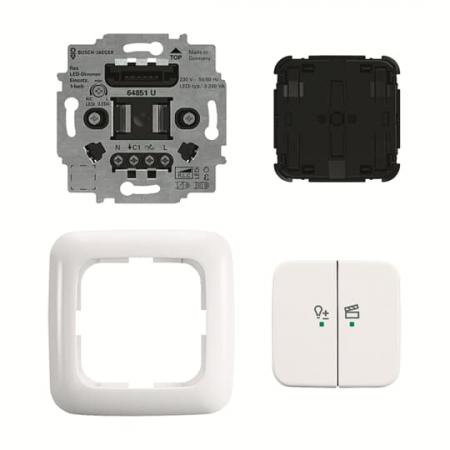 Busch-Jaeger 62851 UJ-214-WL LED-Dimmer-Ein. flex 1f Komplettset mit 2-fach Bedienelement