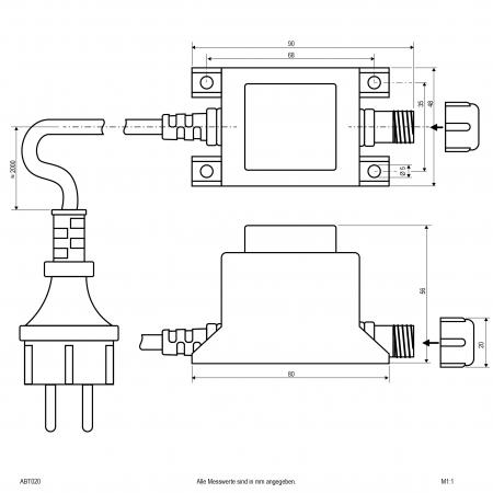 EVN Konventioneller Trafo für IP44-Stecksystem, 12V/AC ABT020