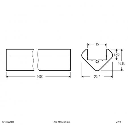EVN Aluminium Eck-Profil für LED-Strips APESW100