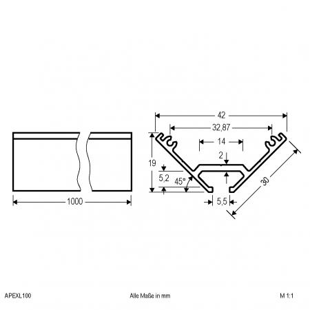 EVN Aluminium Eck-Profil für LED-Strips APEXL100