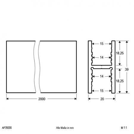 EVN Aluminium H-Profil (doppel U) für LED-Strips APH39200