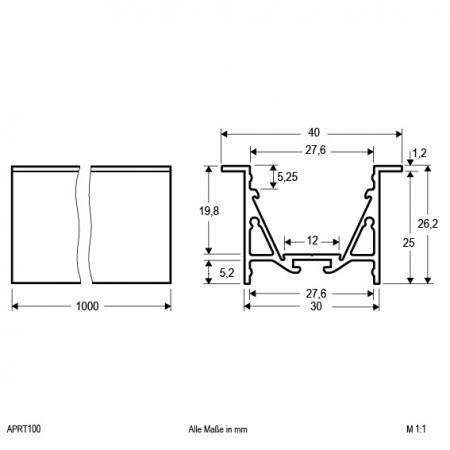 EVN Aluminium T-Profil für LED-Strips APRT100