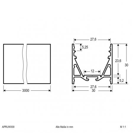 EVN Aluminium Profil für LED-Strips APRUW300
