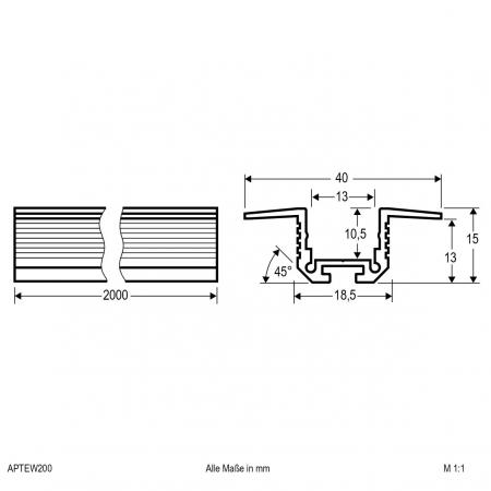 EVN Aluminium T-/Eck-Profil für LED-Strips APTEW200
