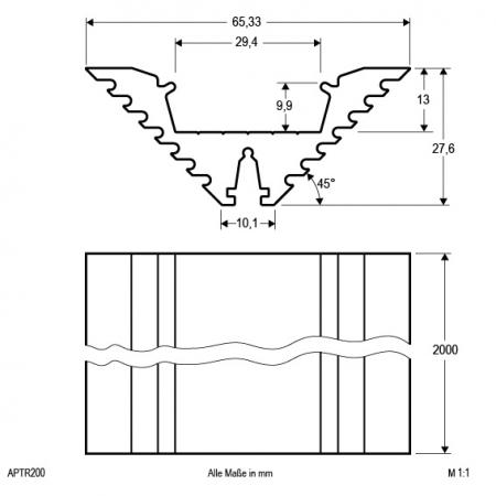 EVN Aluminium Trapez-Profil (massiv) für LED-Strips APTR200