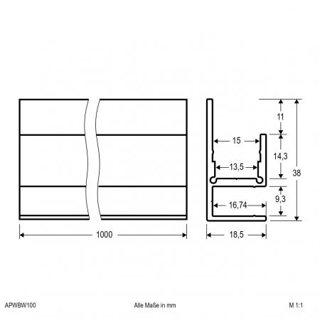 EVN Aluminium Profil für LED-Strips APWBW100