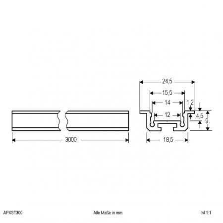 EVN Aluminium T-Profil (extra flach) für LED-Strips APXST300