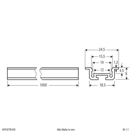 EVN Aluminium T-Profil (extra flach) für LED-Strips APXSTB100
