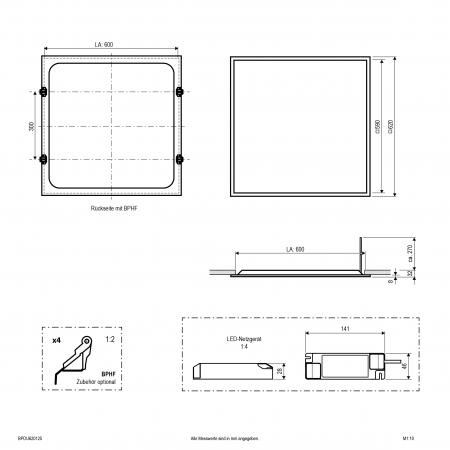 EVN LED Einbaupanel für Rasterdecken, DALI BPDU620125