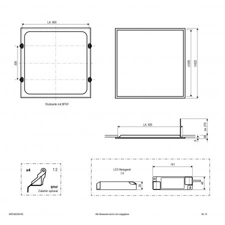 EVN LED Einbaupanel für Systemdecken BPDU62300102