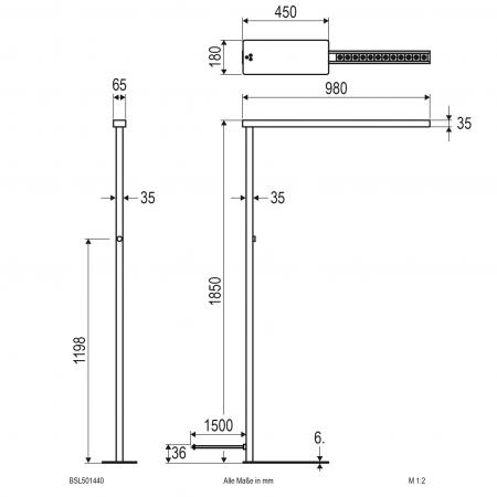 EVN Büro Stehleuchte, up/down (Drehdimmer) BSL501440