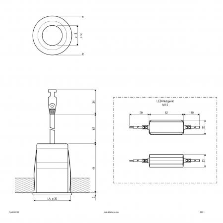 EVN LED Downlight mit Netzteil, dimmbar, IP44 C44030102