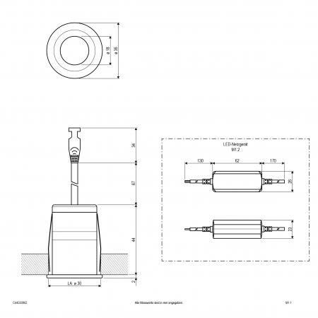 EVN LED Downlight mit Netzteil, dimmbar, IP44 C44030902