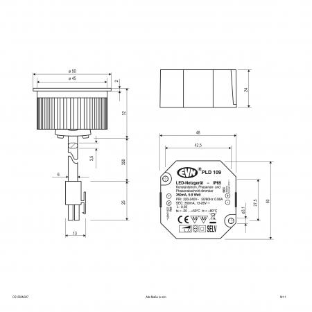 EVN COB LED-Einsatz dim2warm inkl. Netzgerät C51350N6D2W