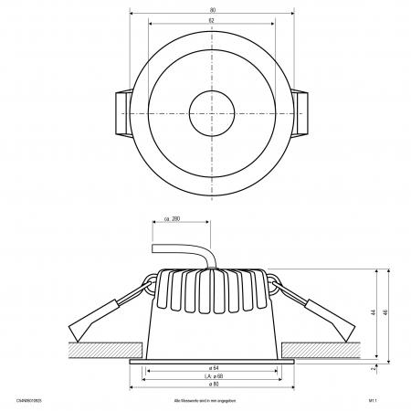 EVN C54N06010925 LED Deckeneinbauleuchte REFLECTO 6W 3000K/4000K/5700K 510lm weiß rund IP54 dimmbar Einbaudurchmesser 68mm