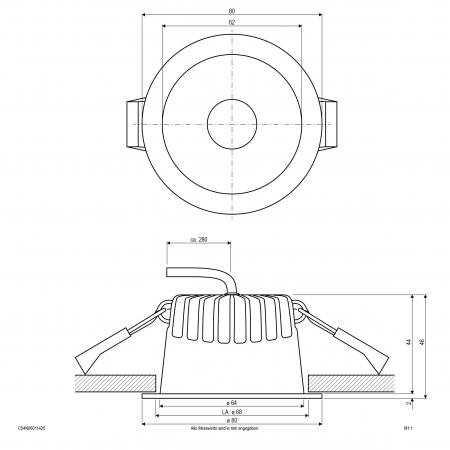 EVN C54N06011425 LED Deckeneinbauleuchte REFLECTO 6W 3000K/4000K/5700K 531lm weiß rund IP54 dimmbar Einbaudurchmesser 68mm