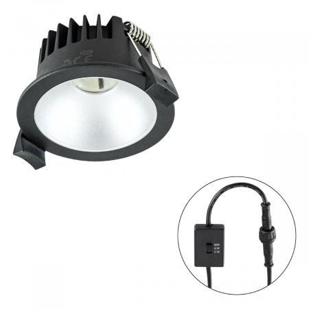 EVN C54N06091425 LED Deckeneinbauleuchte REFLECTO 6W 3000K/4000K/5700K 531lm schwarz rund IP54 dimmbar Einbaudurchmesser 68mm