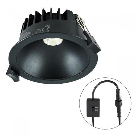 EVN C54N10090925 LED Deckeneinbauleuchte REFLECTO 10W 3000K/4000K/5700K 778lm schwarz rund IP54 dimmbar Einbaudurchmesser 90mm