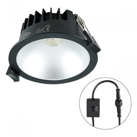 EVN C54N10091425 LED Deckeneinbauleuchte dimmbar 10W 3000K/4000K/5700K 820lm schwarz IP54 Einbaudurchmesser 90 mm