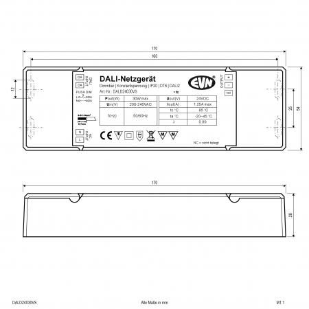 EVN DALI Dimmer-Empfänger inkl. Netzgerät DALD24030VS