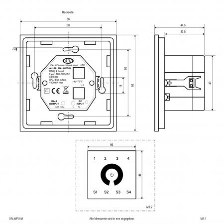 EVN DALI Dimmer-Wandpanel, weiß DALWPDIM