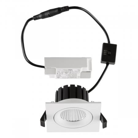 EVN DQ54100125 QUADRI LED Deckeneinbauleuchte quadratisch 10W 3000K/4000K/5000K weiß dimmbar IP54 Einbaudurchmesser 82 mm