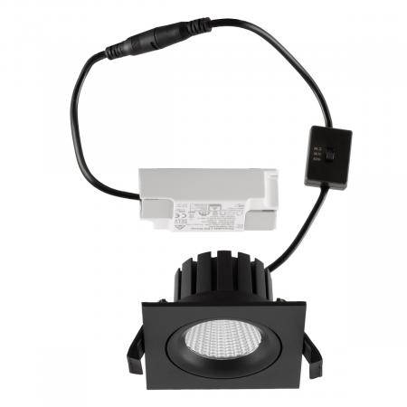 EVN DQ54100925 QUADRI LED Deckeneinbauleuchte quadratisch 10W 3000K/4000K/5000K schwarz dimmbar IP54 Einbaudurchmesser 82 mm