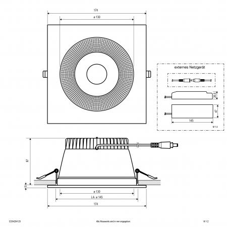 EVN ED54204125 LED Deckeneinbauleuchte DALI-2 dimmbar 20W 3000K-5700K 2540lm weiß IP54 Notlicht Einbaudurchmesser 145 mm