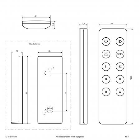 EVN 1-Kanal Funk-Handsender EFDHS1RGBW
