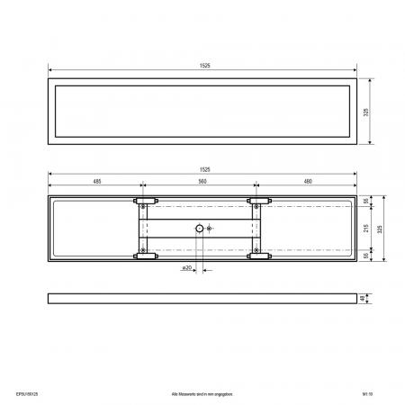 EVN EPSU150125 LED Deckenanbaupanel rechteckig 1525x325 mm 25–42W 3000/4000K IP40