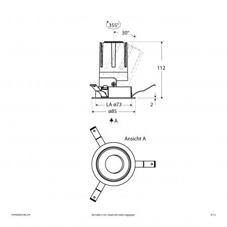 EVN F01R09AM1340L15P COB-LED Deckeneinbauleuchte 13W 4000K CRI92 weiß dimmbar 15° schwenkbar Einbaudurchmesser 73 mm