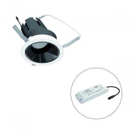 EVN F01R09AM2530L38P COB LED Deckeneinbauleuchte 25W 3000K CRI92 38° Reflektor 30° schwenkbar Phasenanschnitt/Phasenabschnitt dimmbar Einbaudurchmesser 125mm
