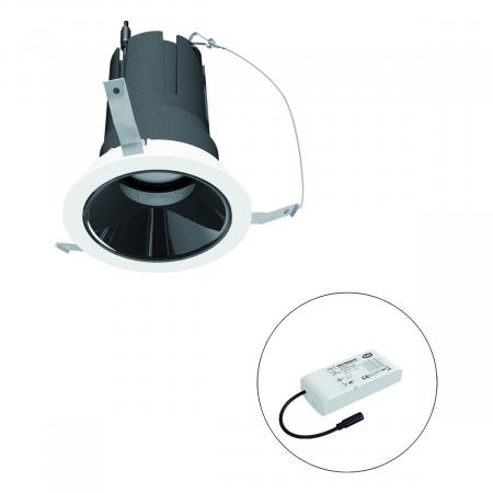 EVN F01R09SM1830L15D COB-LED Deckeneinbauleuchte 18W 3000K Warmweiß 2100lm CRI92 UGR19 DALI dimmbar 15° Abstrahlwinkel 100mm Einbaudurchmesser