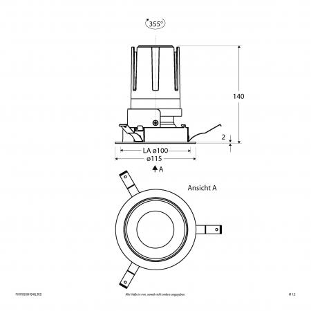 EVN F01R09SM1840L38D COB-LED Deckeneinbauleuchte DALI-2 18 W 4000 K 2205 lm dimmbar Einbaudurchmesser 100 mm