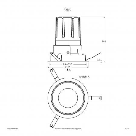 EVN F01R11SM3840L38D COB-LED Deckeneinbauleuchte 38W 4000K 4655lm 38° DALI dimmbar Einbaudurchmesser 150mm