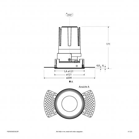 EVN F02R09SM2530L38P COB-LED Deckeneinbauleuchte 25W 3000K 2917lm 38° mediumstrahlend dimmbar Einbaudurchmesser 121 mm