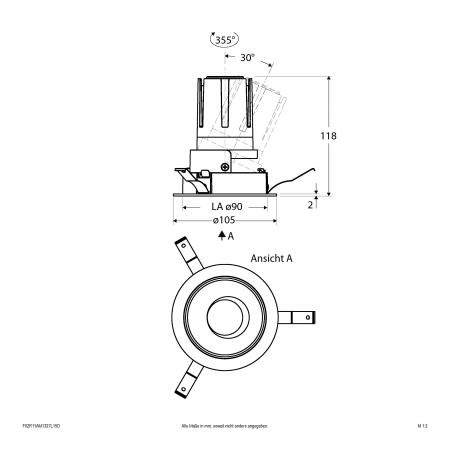 EVN F02R11AM1327L15D COB-LED Deckeneinbauleuchte 13W 2700K 1486lm DALI-2 15° Einbaudurchmesser 90 mm