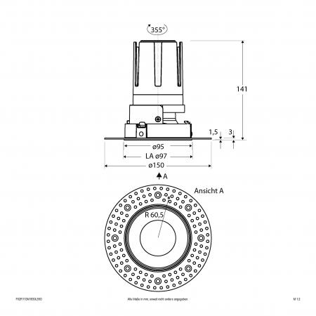 EVN F02R11SM1830L55D COB-LED Deckeneinbauleuchte 18 W 3000 K Warmweiß 2100 lm 55° Abstrahlwinkel Einbaudurchmesser 97 mm