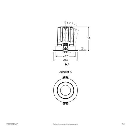 EVN F10RXXXM1327L55P COB-LED Deckeneinbauleuchte 13 W 2700 K 1635 lm CRI92 weiß rund schwenkbar 55° Reflektor Einbaudurchmesser 70 mm