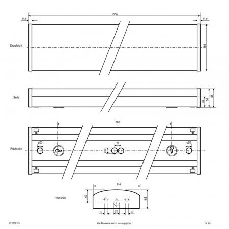 EVN FLD150125 LED Anbaupanel 1500x164 mm IP54 DALI-2 5850–6300 lm 3000/4000 K 105°