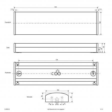 EVN FLD600125 LED Anbaupanel 600x164 mm IP54 DALI-2 2600–2800 lm 3000/4000 K 105°