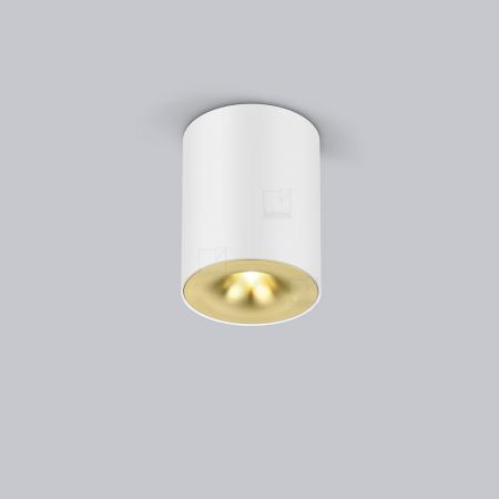 Helestra Runder LED Deckenstrahler NIO dimmbar in mattweiß Blende mattgold