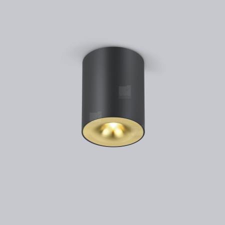 Helestra Runder LED Deckenstrahler NIO dimmbar in mattschwarz Aluminium + Blende mattgold