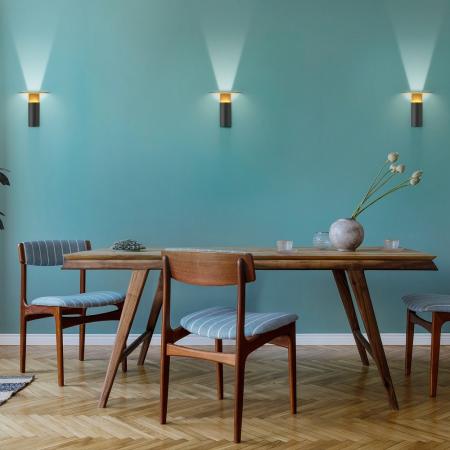 HELESTRA VIYA Wandleuchte LED schwarz-gold mit indirektem Licht