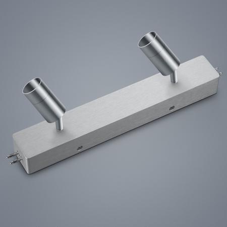 Helestra 2er LED Strahlermodul und Mittelgehäuse in mattnickel dimmbar