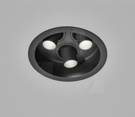 HELESTRA RUN LED Deckeneinbauleuchte 24 W 885 lm 3000 K Warmweiß 3-flammig schwenkbar Schwarz,  Einbaudurchmesser 135–145 mm