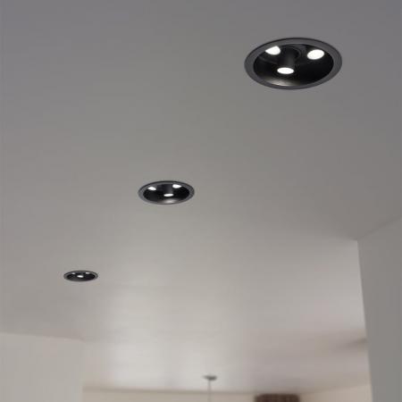 HELESTRA RUN LED Deckeneinbauleuchte 24 W 885 lm 3000 K Warmweiß 3-flammig schwenkbar Schwarz,  Einbaudurchmesser 135–145 mm