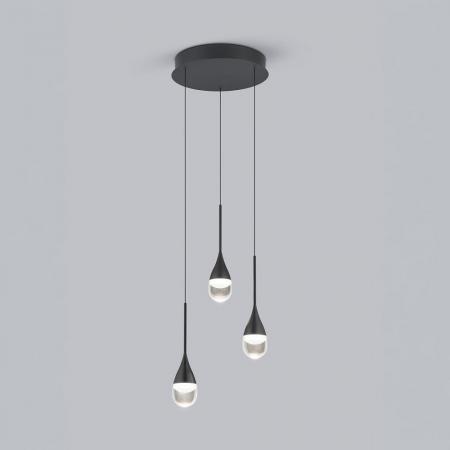 Helestra DEEP LED Pendelleuchte 3-flammig höhenverstellbar mit Lift Schwarz matt – Design-Pendelleuchte mit warmweißem LED-Licht