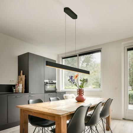 Helestra NIN Pendelleuchte LED schwarz-gold – dimmbar mit EASY-LIFT Höhenverstellung